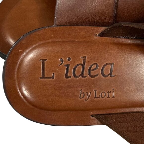L'idea by Lori Brown Leather Slide Sandals Made in Italy US 9, EU 39 - Picture 6 of 10